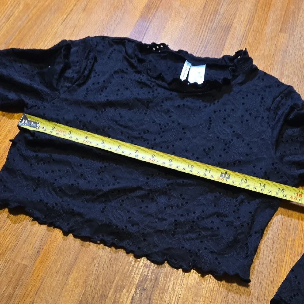 Celebrity Pink Swim Girls Large (11-13) Black Eyelet‎ Long Sleeve Crop Coverup